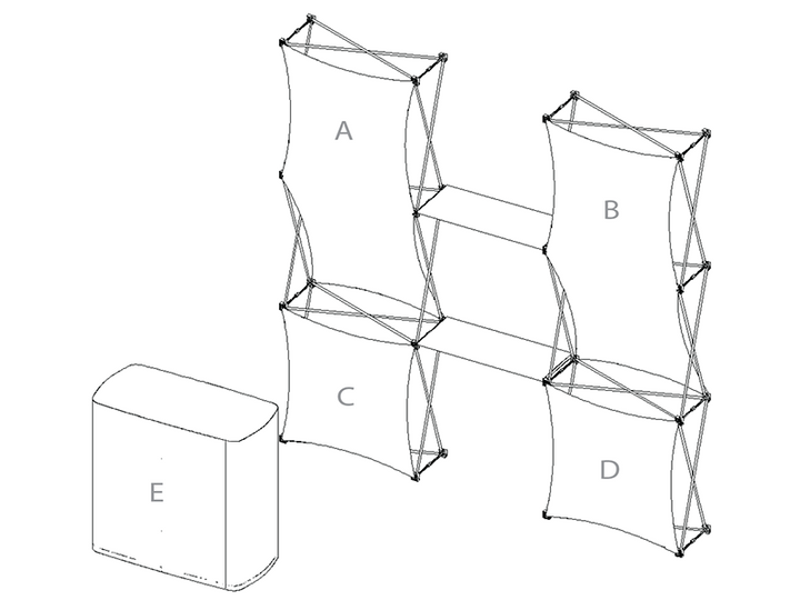 Express 8' Tension Fabric Pop Up Display - KIT A - Backwall / Inline Display