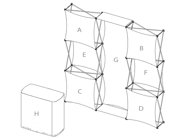 Express 8' Tension Fabric Pop Up Display - KIT C - Backwall / Inline Display