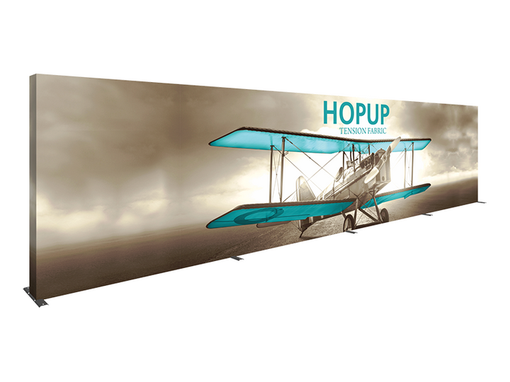 30' Straight Full Plane-Graphic Pop Up Trade Show Display Wall by Hop-Up - ExpoTrade Exhibits