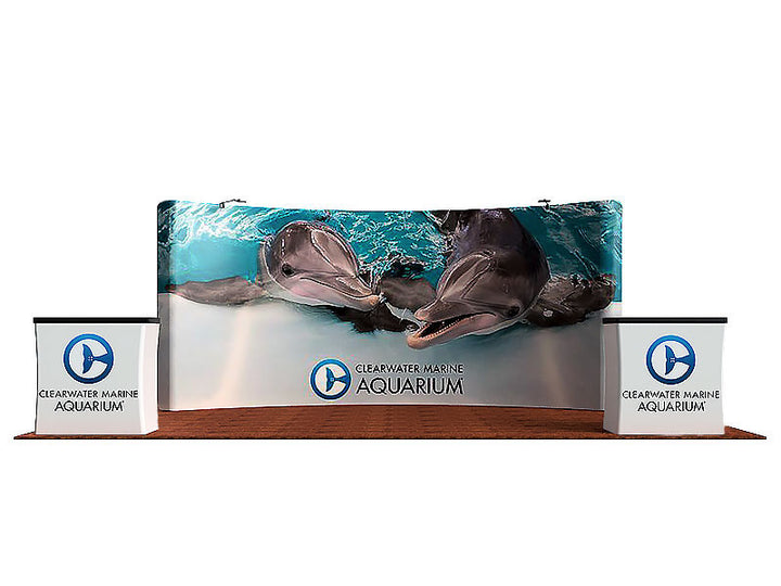 20' Curved Single-Panel Collapsible Trade Show Backdrop Display Kit by Signature for Clearwater Marine Aquarium - ExpoTrade Exhibits