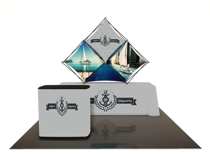 8' 3-Quad Tabletop Pop Up Trade Show Display by SNAP for Seafarer Shipworks - ExpoTrade Exhibits